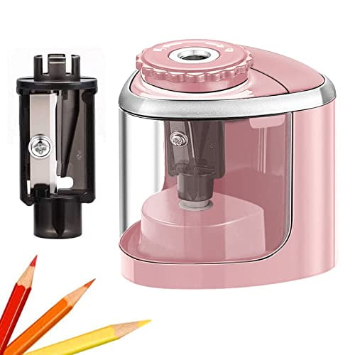 Pencil Sharpener Electric Pencil Sharpener,Blade to Quick Sharpen,Suitable for No.2/Office/Home (Pink)