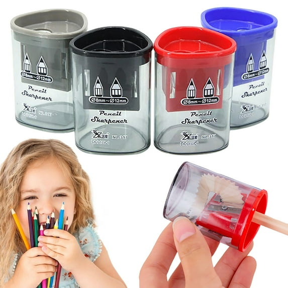 Pencil Sharpener Hole Quality Sharpener for Standard Large Colored & Makeup Pencils Portable Pencil Sharpener for ki ds Artists & Makeup PencilsTriangular round pencil sharpener