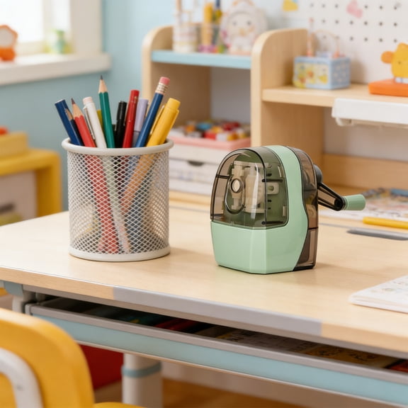 Pencil Sharpener, Manual Pencil Sharpener with Stronger Helical Blade to Fast Sharpen for Office, Home(Green)