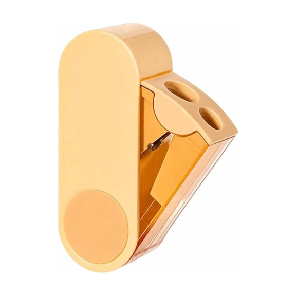 Pencil Sharpener,Portable Manual Pencil Sharpener with Flip Top Lid,Mini Pocket Pencil Sharpener for Home Office Art Studio Desktop,Yellow