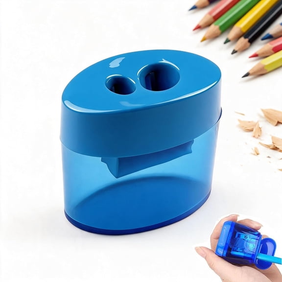 Pencil Sharpener with Lid, Dual Hole Handheld Sharpener with Shaving Catcher for Graphite and Colored Pencils, Portable Design for Office and Home