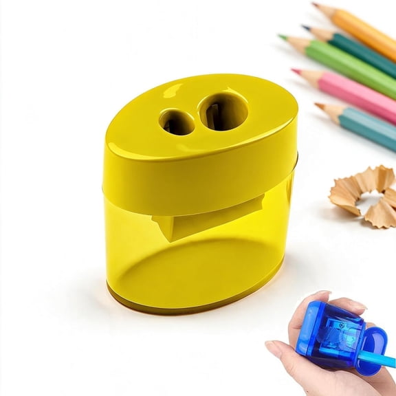 Pencil Sharpener with Lid, Dual Hole Handheld Sharpener with Shaving Catcher for Graphite and Colored Pencils, Portable Design for Office and Home