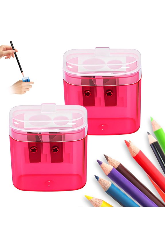Pencil Sharpeners with Lid, Dual Holes Handheld Pencil Sharpener Manual for Standard and Jumbo Pencils, Compact Cute Sharpener for Kids Adults Students School Class Home Office