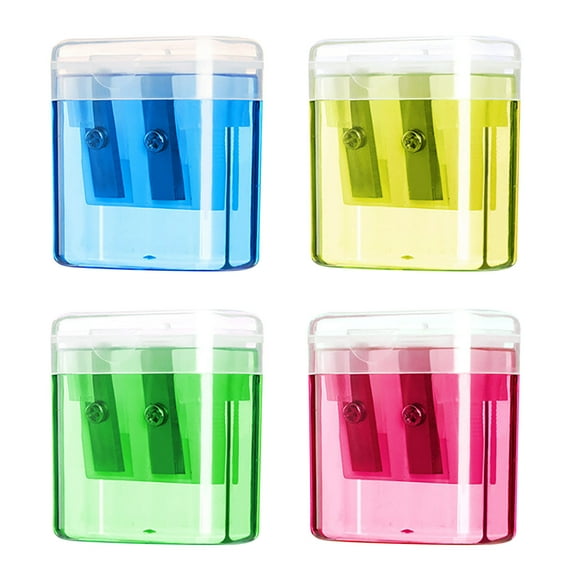 Pencil Sharpeners, Manual Pencil Sharpeners, 4PCS Colorful Dual Holes Pencil Sharpener with Lid, Portable Pencil Sharpener for Home Office Supplies(Covered)