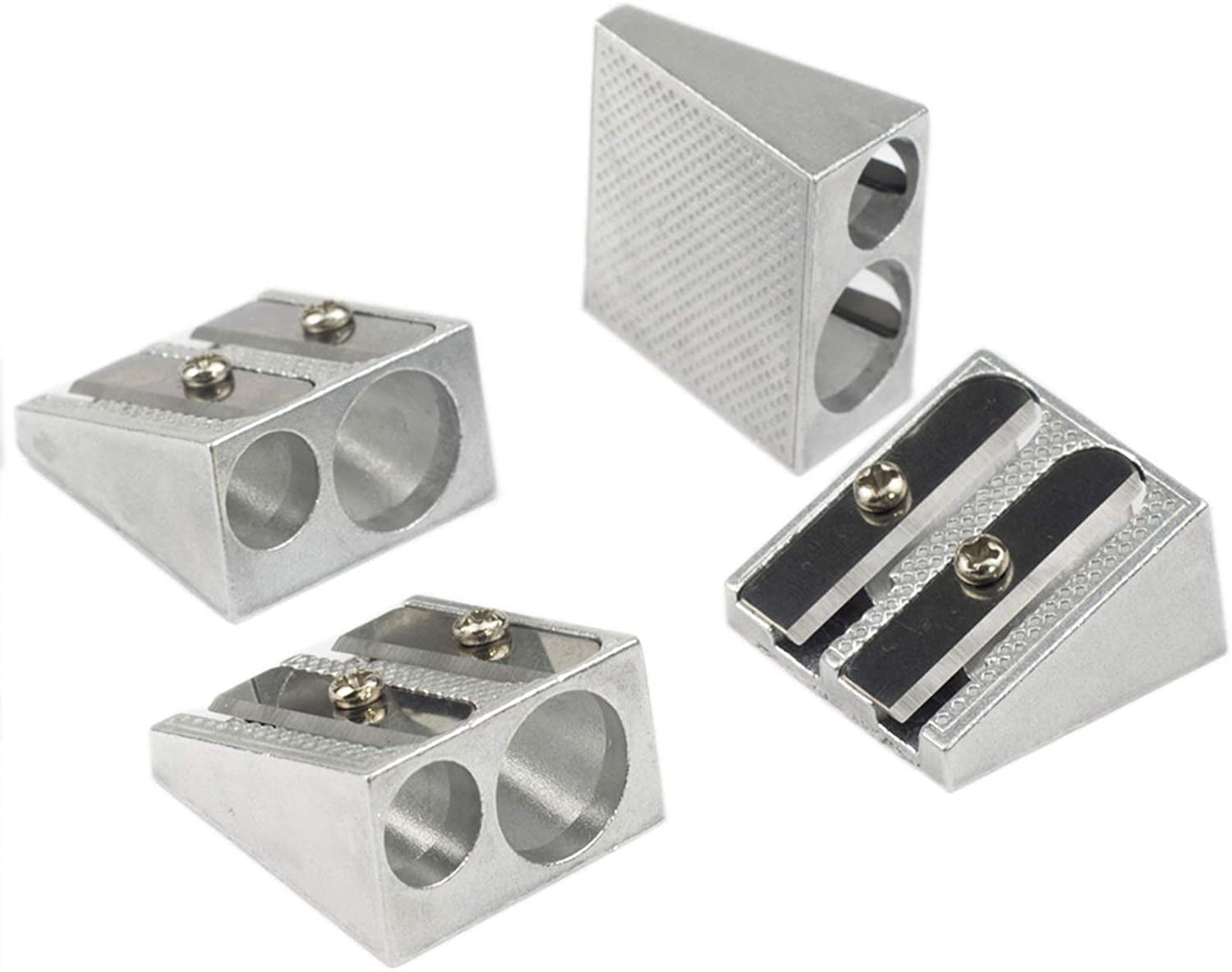 Pencil Sharpeners Manual Twin Metal Dual Sharpening Blade Double Holes ...