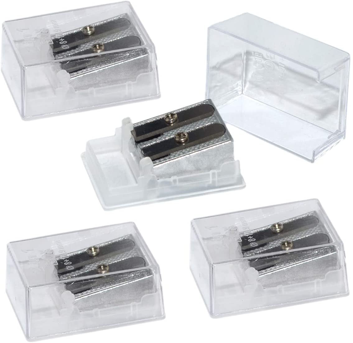 Pencil Sharpeners Manual Twin Metal Dual Sharpening Blade Double Holes Rectangular Pencil