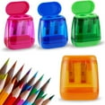 thumbnail image 1 of Pencil Sharpeners-Pencil Sharpener 4pcs Double Hole Pencil Sharpener With Cover Color Pencil Sharpener For s Portable Oval Manual Pencil Sharpener For Office Supplies, 1 of 9
