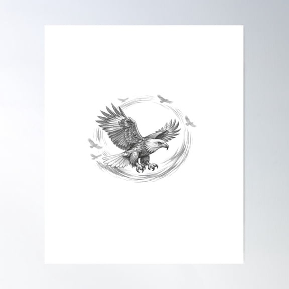 Pencil Sketch Of A Majestic Bald Eagle Fine Art Unframed Paper Print