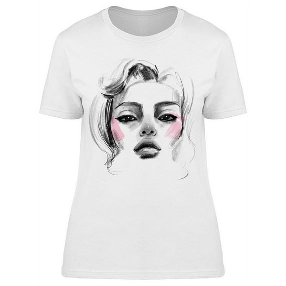 Pencil Sketch Of A Womans Face T-Shirt Women -Image by Shutterstock, Female Small