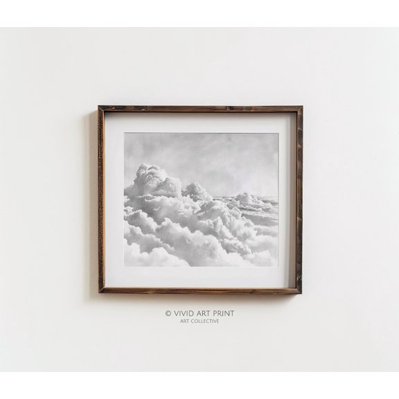 Pencil Sketch Sea Of Clouds Home Decor Vivid Art Print