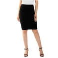 thumbnail image 1 of Pencil Skirts for Women High Waisted Knee Length Midi Bodycon Skirts Pull on Knit Business Work Casual Skirt Black M, 1 of 7