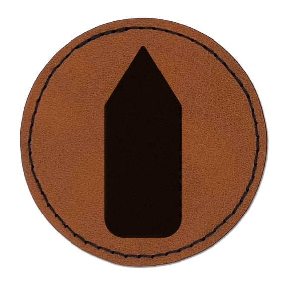 Pencil Solid School 2.5" Faux Leather Round Engraved Iron-On Patch - Brown