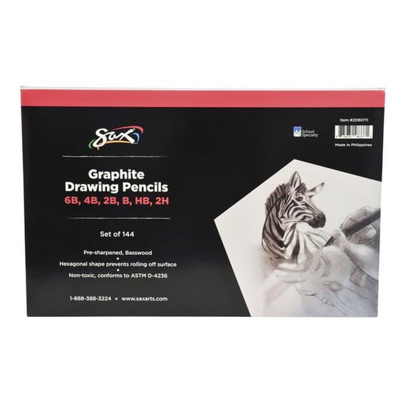 Pencil & Stationery Products 2090711 Saw Graphite Drawing Pencil Classroom Pack, Assorted Degrees - Set of 144