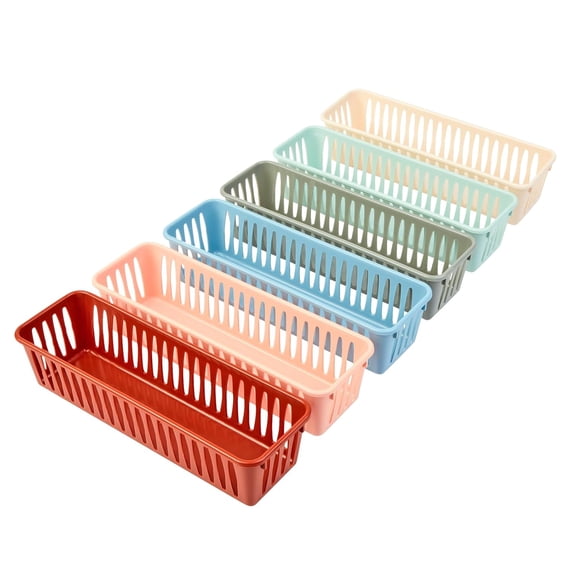 Pencil Storage Baskets, Set of 6, Open‑Top Desktop Supply Caddy, Sturdy ...