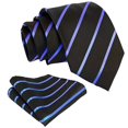 thumbnail image 1 of Pencil Stripe Ties for Men - Woven Necktie & Pocket Square - Black w/ Blue, 1 of 1