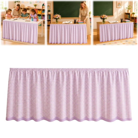 Pencil Table Skirt Cloths,72*29IN Stationery Teacher Desk Skirts For Classroom | Rectangle Tablecover Skirt For Home Bookcase Cabinet Teacher Table Stationery
