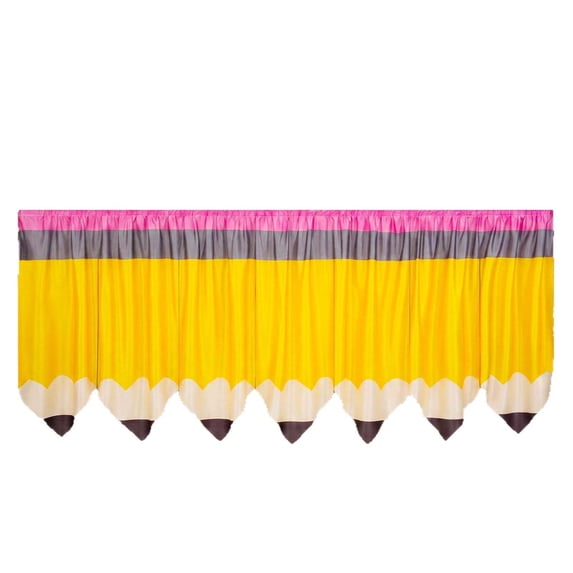 Pencil Table Skirt Teacher Desk Skirt for Classroom Pencil Table Curtain Tablecloth Cover for Back to School First Day of School Classroom Office Decoration Bookcase Cabinet Banquet 180x75cm