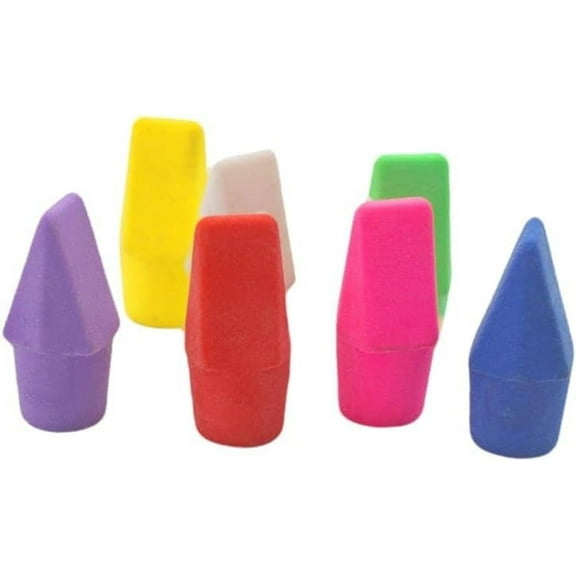 Pencil Top Eraser Caps Chisel Shape Pencil Eraser Toppers Assorted Colors in Bulk 50/100Pieces Rubber Eraser Caps for Pencils