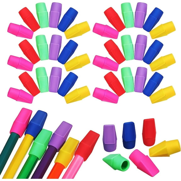 Pencil Top Erasers, Cap 120Pcs Pencil Cap Erasers Toppers Mixed Color Stationery Supplies for Teachers Pencil Erasers