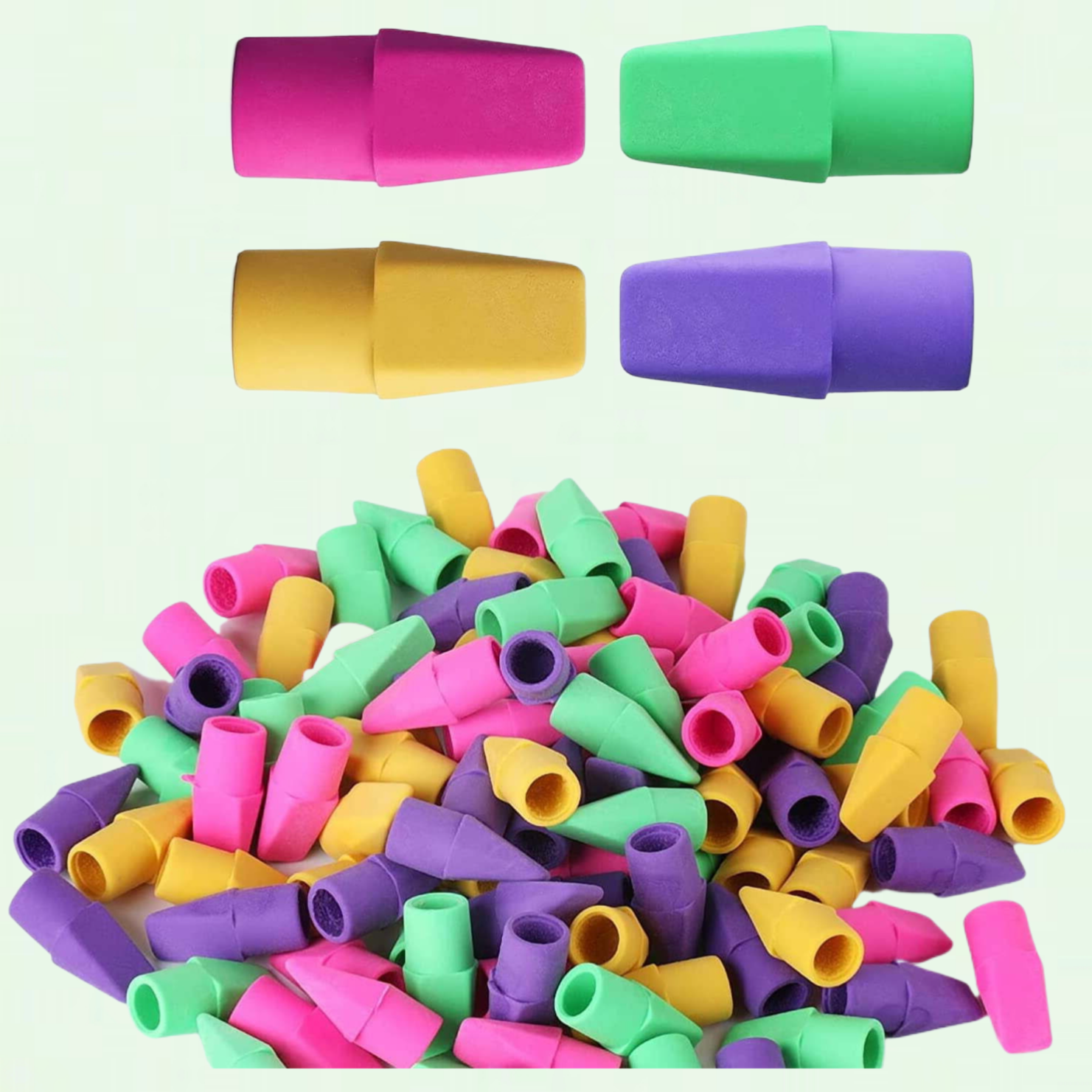 50 Pack Pencil Top Erasers, Cap Erasers, High-Quality Studying Supplies for Teachers