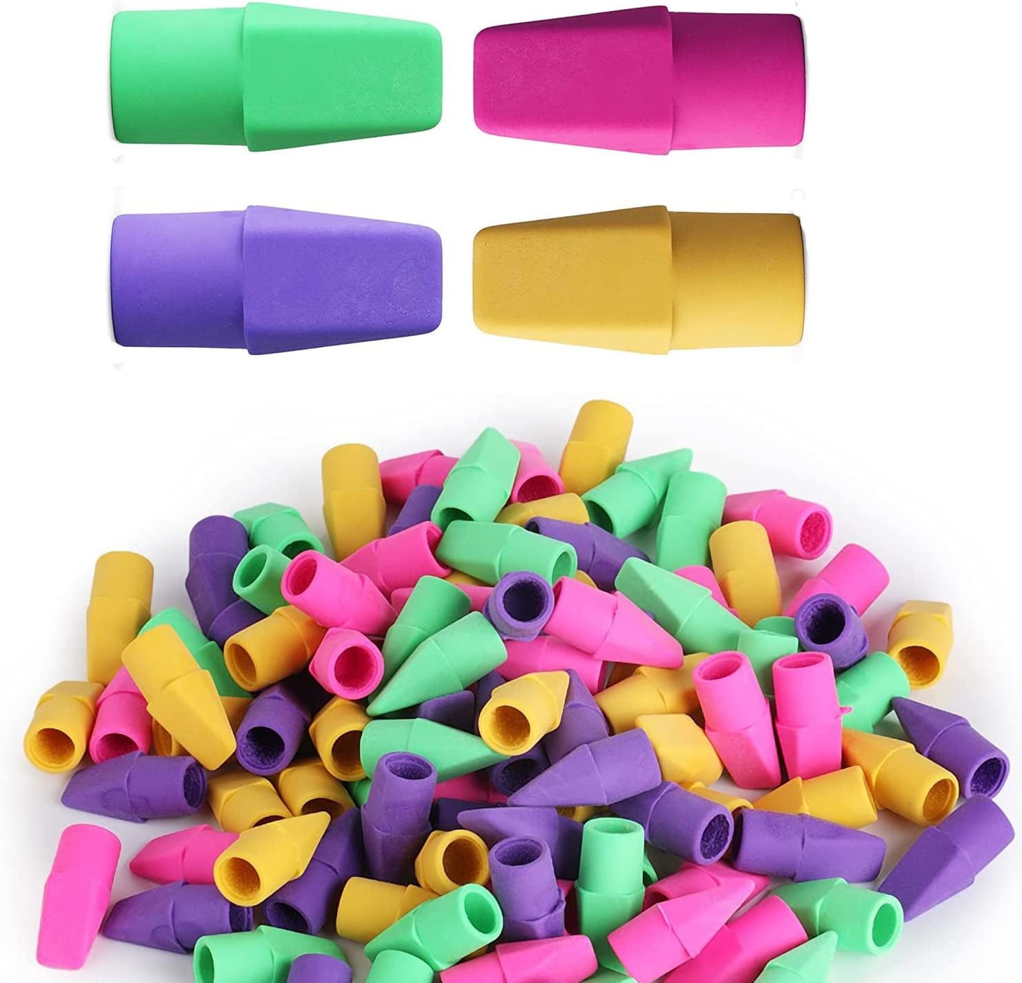 10/30/50PCS Pencil Eraser,Pencil Top Erasers Assorted Colors Painting  Eraser Caps for Students(10pcs)