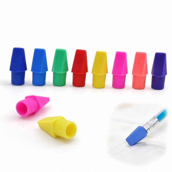 Pencil Top Erasers, Pencil Cap Erasers, 20Pc Erasers Bulk, Colorful Pencil Topper, 1X0.5X1 Inch Soft Removable Pencil Cap Eraser Set for Daily Writing Use