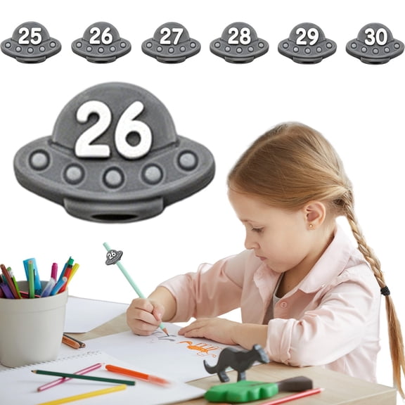 Pencil Toppers, Numbered Reusable Pencil Labels Set, Colorful Numbered Pencil Toppers with Reusable Design for Classroom Organization, Numbered Pencil Toppers, 25-30