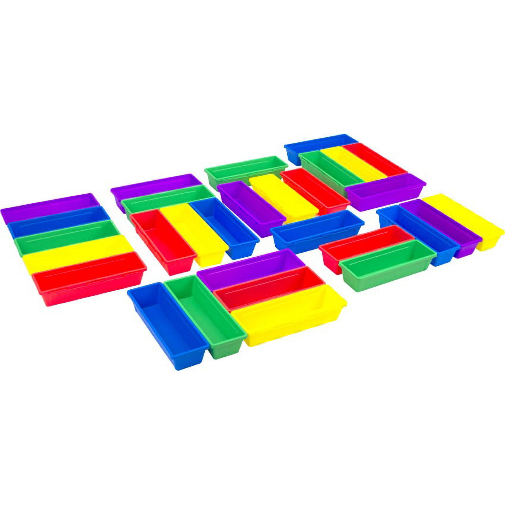 Assorted Color Interlocking Plastic Pencil Trays Set