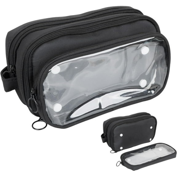 Pencil pouch with compartments,Large Capacity Detachable Marker Organizer,Pen Pencil Case, Make up case, 4.9x8.2 inches, Customizable transparent Ita Bag(purple)