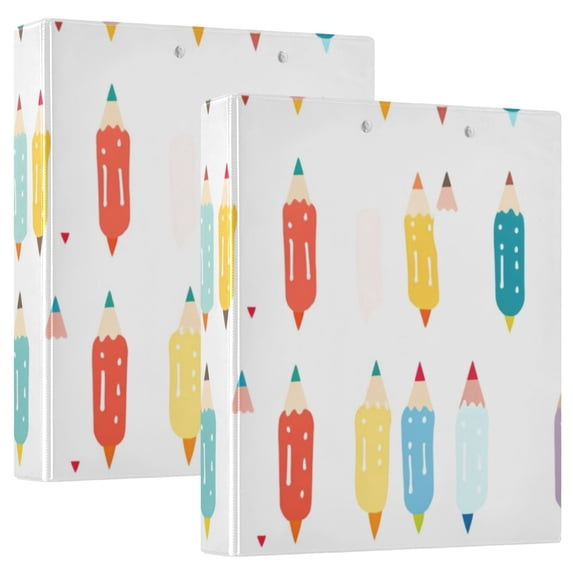 Pencils 3 Ring Binders 1.5 inch Hardcover File Folders with Interior Pockets A4 Size Organizer for School Office Hospital Set of 2