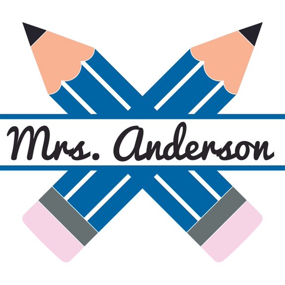 Pencils Blue Pencils Writing Customized Wall Decal - Custom Vinyl Wall Art - Personalized Name - Baby Girls Boys Kids Bedroom Wall Decal Room Decor Wall Stickers Decoration Size (40x40 inch)