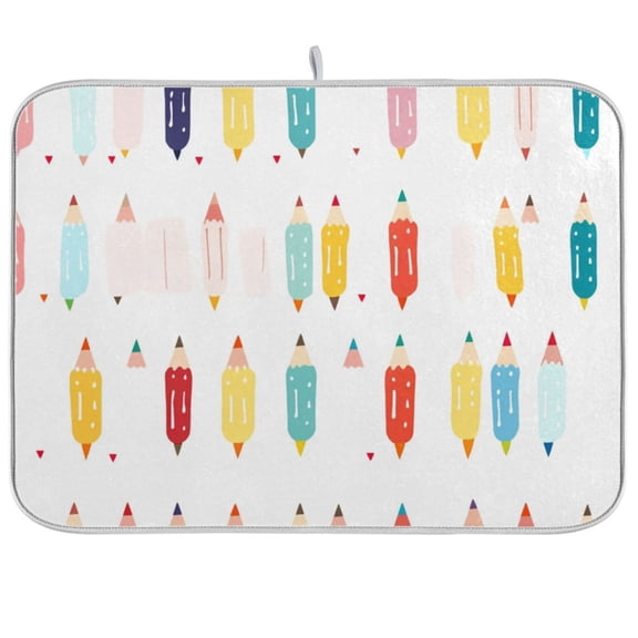 Pencils Dish Drying Mat Dish Drainer Rack Mats Water Absorbent Non-Slip Easy Clean Heat Resistant for Kitchen Counter