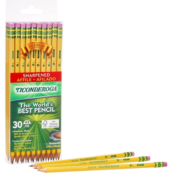 Pencils, Wood-Cased, Pre-Sharpened, Graphite #2 HB Soft, Yellow, 30-Pack (X13830)