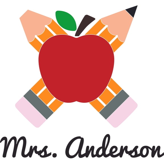 Pencils Writing Apple Yellow Pencils Customized Wall Decal - Custom Vinyl Wall Art - Personalized Name - Baby Girls Boys Kids Bedroom Wall Decal Room Decor Wall Stickers Decoration Size (20x20 inch)