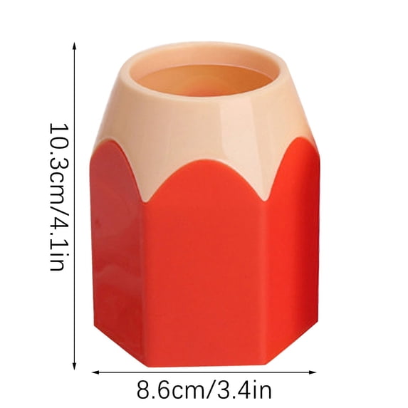 Pencils and Pens Desktop Storage Pot for Stationery, Plastic Pen Holder Organizer with Cute Design, 10.5 cm H x 7.5 cm W