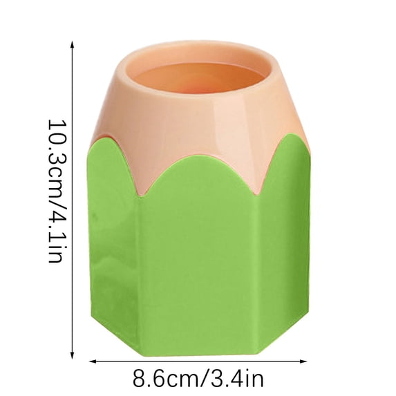 Pencils and Pens Desktop Storage Pot for Stationery, Plastic Pen Holder Organizer with Cute Design, 10.5 cm H x 7.5 cm W