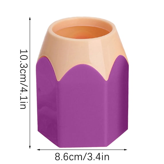 Pencils and Pens Desktop Storage Pot for Stationery, Plastic Pen Holder Organizer with Cute Design, 10.5 cm H x 7.5 cm W