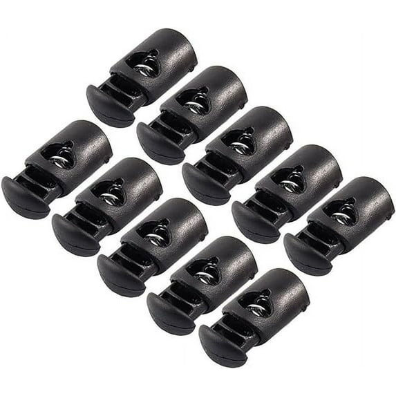 Penck 5mm Dia Hole Spring Loaded Rope Cord Locks Ends Stoppers Black 20 Pack