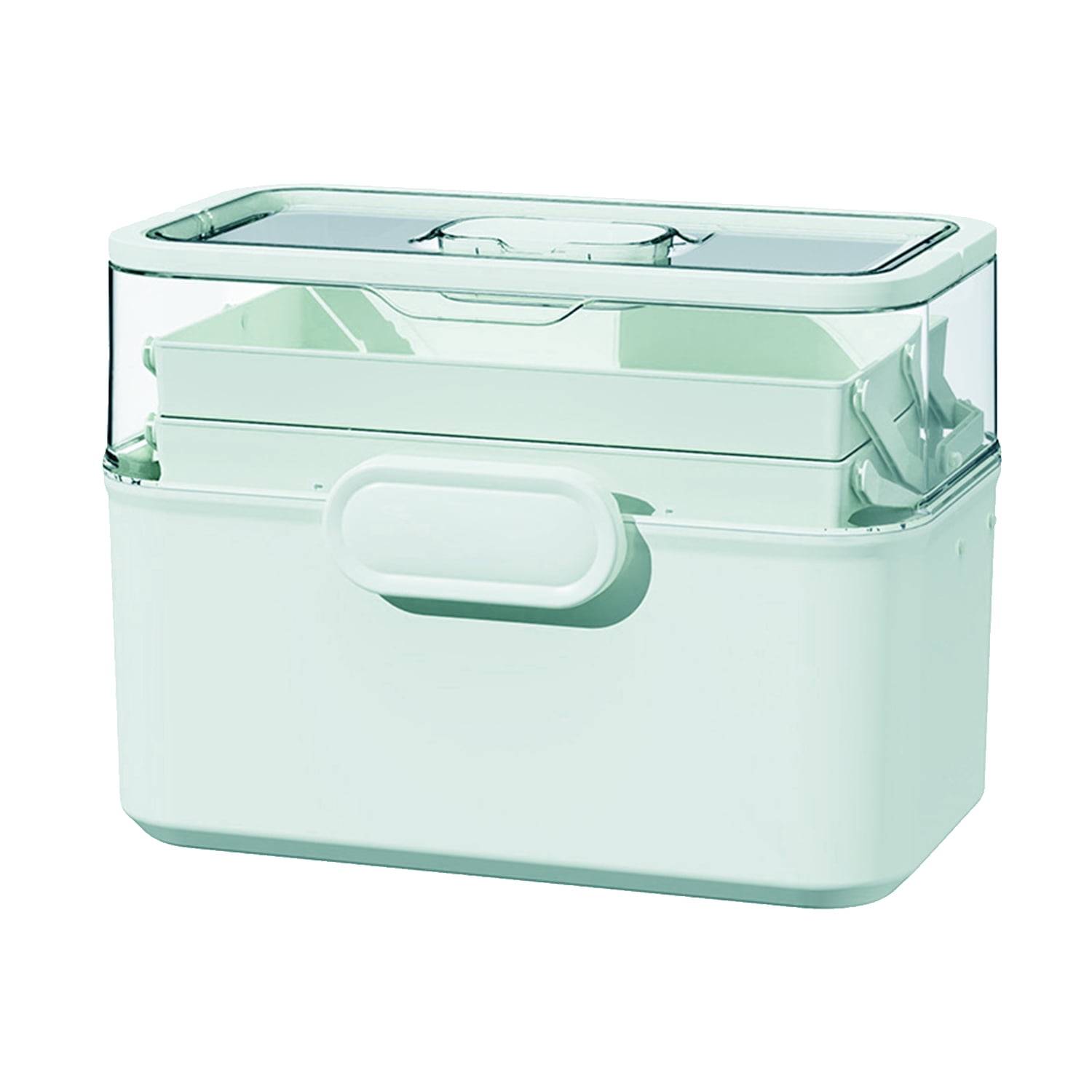 Penck Plastic Locking Medicine Box 3Tier Aid Bin with Handle, Lock Box