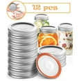thumbnail image 1 of Penck Wide Mouth Mason Jar Lids - 12 PACK Large Mouth Mason Jar Lids with Jar Rings, Rust-Proof Split-Type Leak Proof(70mm,  Silver), 1 of 7