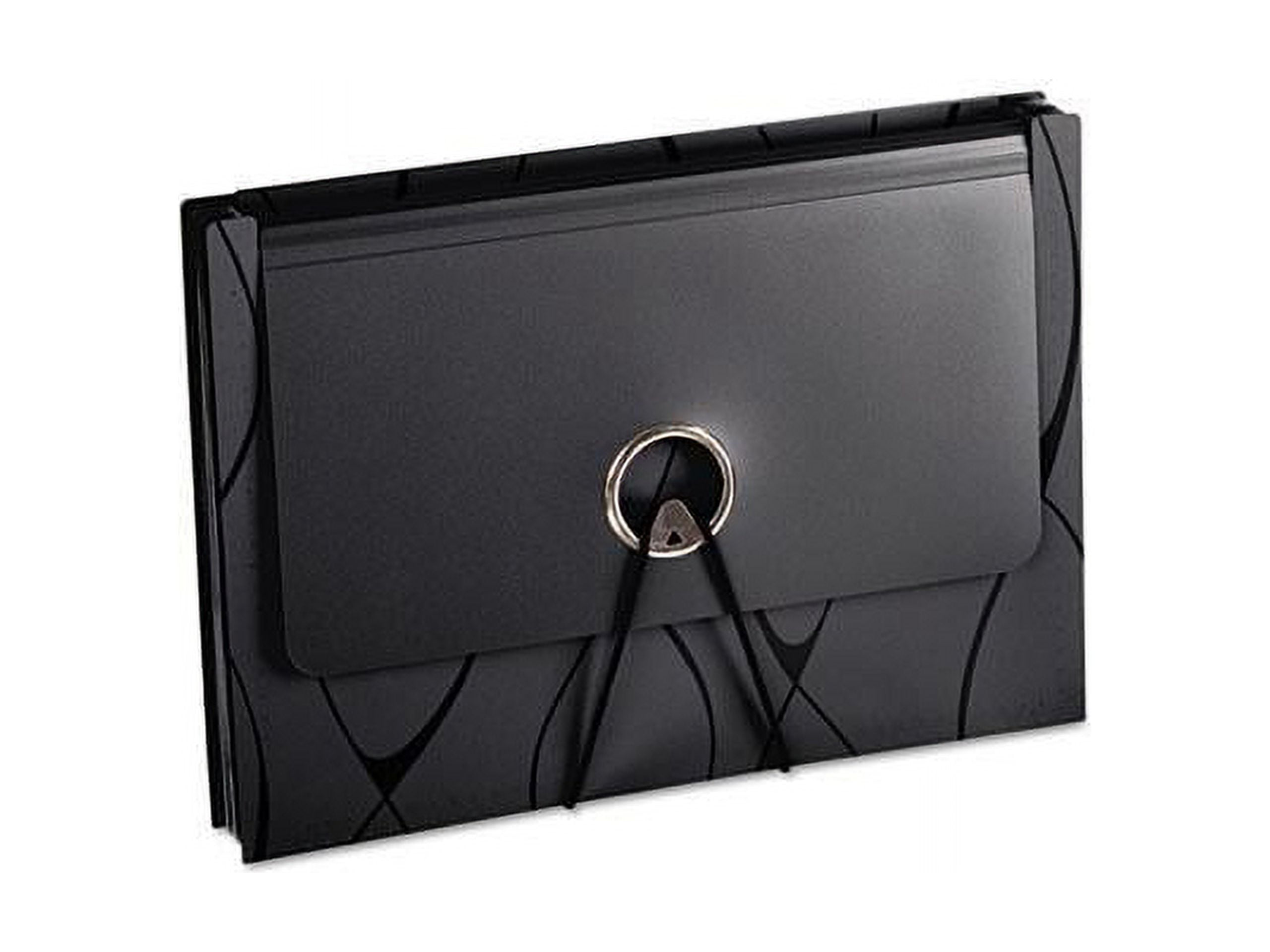 Black Poly Expanding File with Sliding Cover and Elastic Band