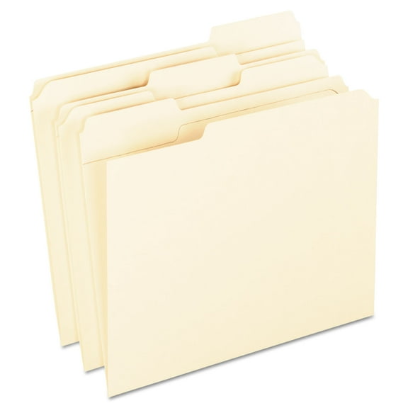 Pendaflex Reinforced File Folder, Letter Size, 1/3 Cut Tabs, Manila, Pack of 100
