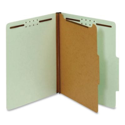 Esselte 28776R Recycled Classification Folders, 1.75" Expansion, 1 Divider, 4 Fasteners, Legal Size, Light Green Exterior, 10/box