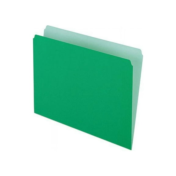 Pendaflex 152-BGR Two-Tone File Folders, Straight Cut, Top Tab, Letter, Green/Light Green, 100/Box