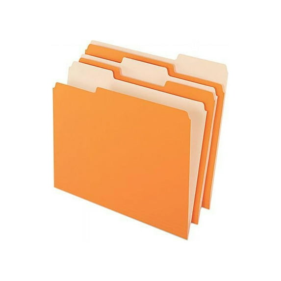 Pendaflex 1521/3ORA Two-Tone File Folders, 1/3 Cut Top Tab, Letter, Orange/Light Orange, 100/Box