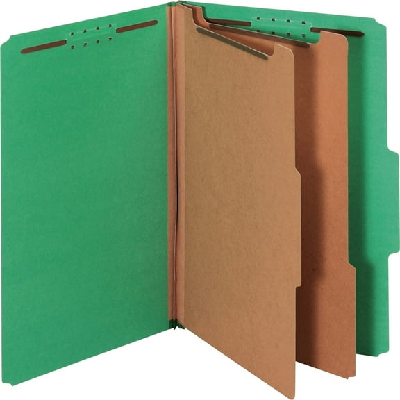 Pendaflex 2-Divider Pressboard Classification Folders, Dark Green, 10 / Box (Quantity)