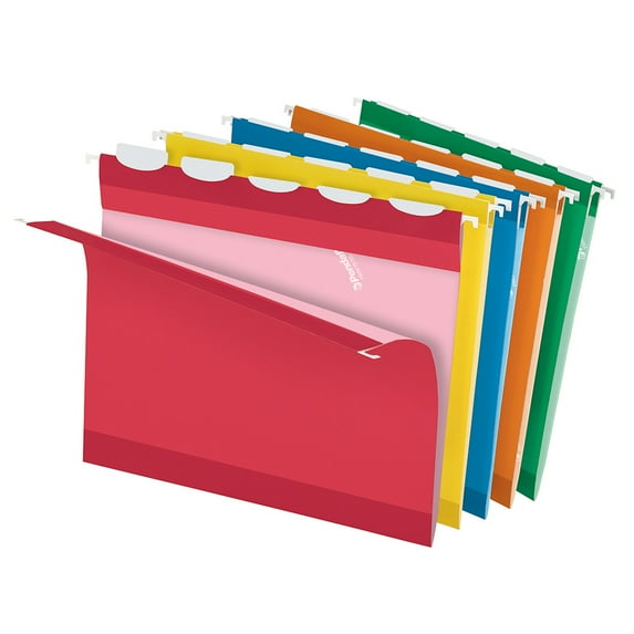 Pendaflex 42592 Colored Reinforced Hanging Folders, 1/5 Tab, Letter, Asst (25/Box)