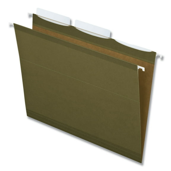 Pendaflex 42620 Ready-Tab Reinforced Hanging File Folder- 1/3 Tab- Letter- Standard Green- 25/Bx