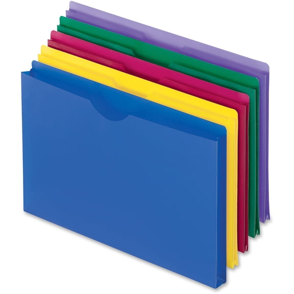 Pendaflex, PFX50993, Translucent Poly Legal-size File Jackets, 5 / Pack, Blue,Magenta,Yellow,Green,Purple