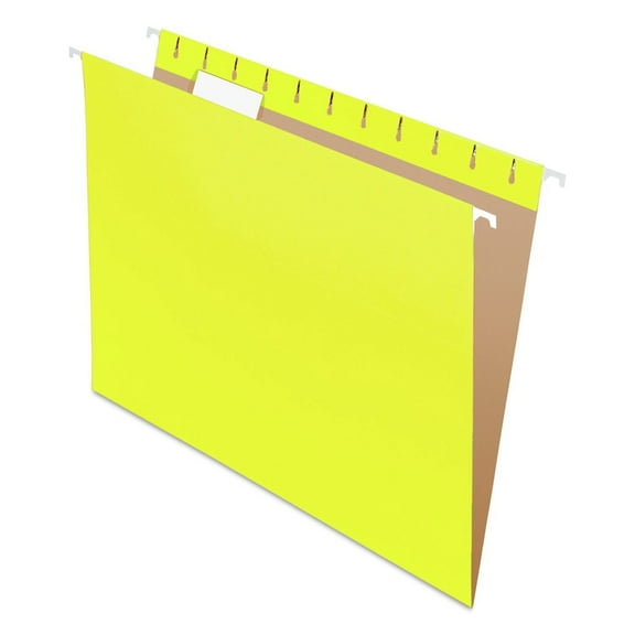Pendaflex 81606EE 1/5-Cut Tabs Letter Size Colored Hanging Folders - Yellow (25/Box)